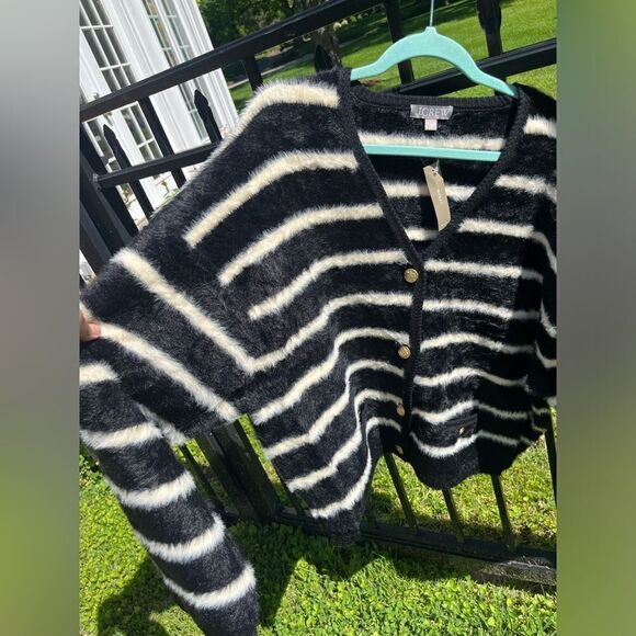 J Crew Striped Brushed Yarn Sweater Lady Jacket NWT - Picture 10 of 14